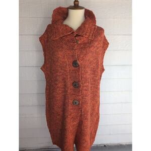 Chicos Crochet Sweater Cardigan Vest Wool Blend Size 2